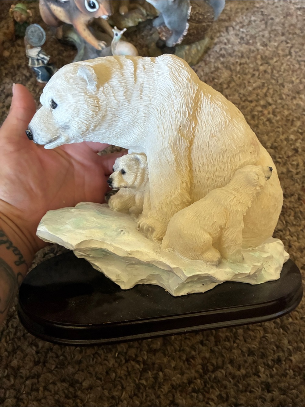 White Polar Bear Family Figurine Decorative Accent